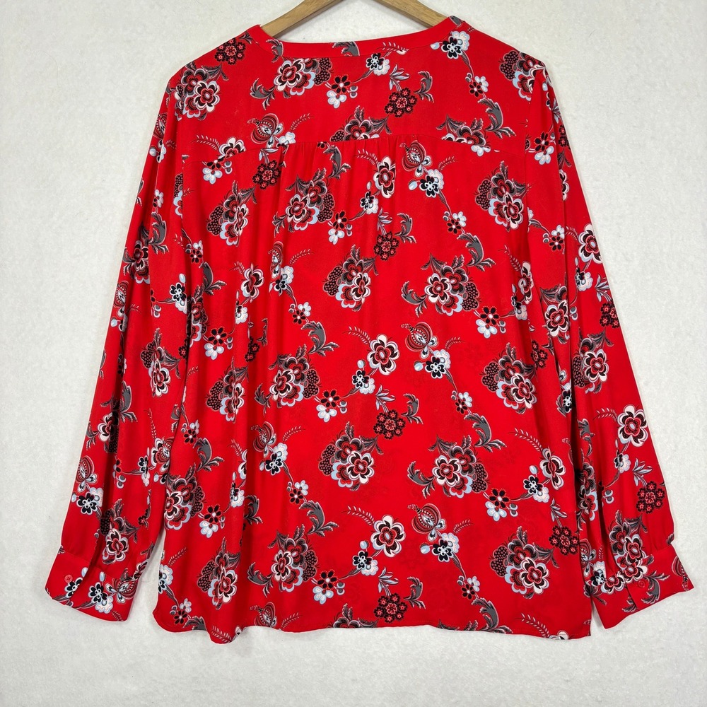 LOFT Floral Blouse Womens Large Crossover V Neck Lightweight Boho Work - Picture 3 of 8